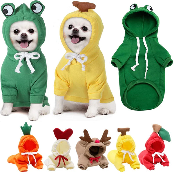 Warm fleece hoodie for small dogs and cats.